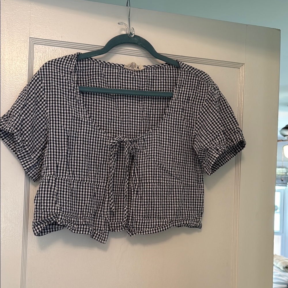 Black and White Gingham Women's Top